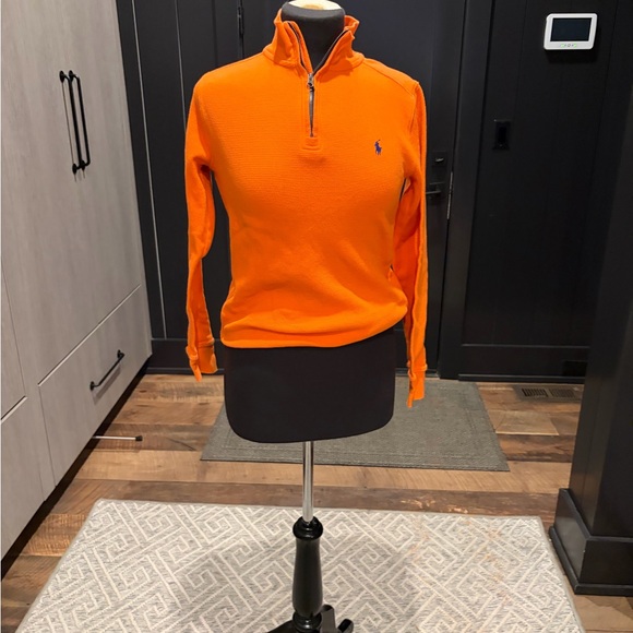 Polo Ralph Lauren Tops - Polo Ralph Lauren Orange Waffle Knit Quarter Zip | Women’s
